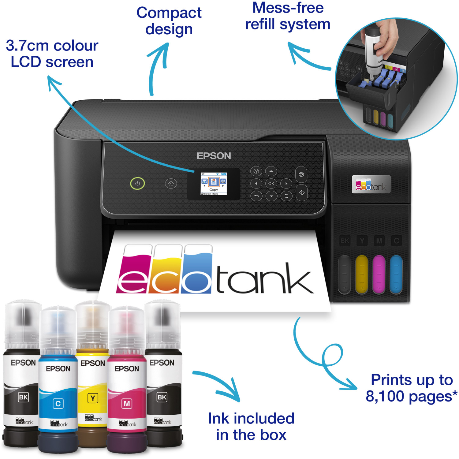 EcoTank L3280 A4 Multifunction Wi-Fi Ink Tank Printer, With Up To 