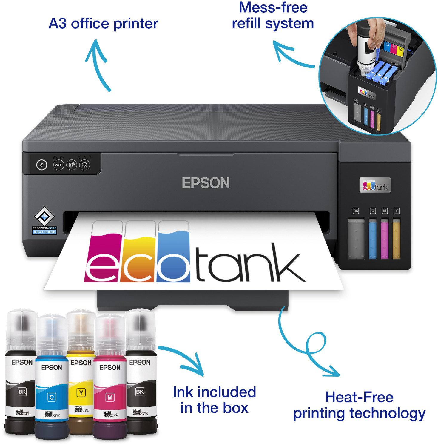 EcoTank L11050 A3 Wi Fi Ink Tank Printer With Up To 3 Years Of Ink Included Epson