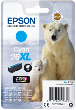 26XL Polar bear Claria Premium Single Cyan Ink
