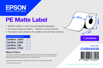 PE Matte Label - Coil: 220mm x 750m