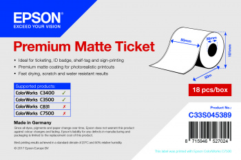 Premium Matte Ticket Roll, 80 mm x 50 m