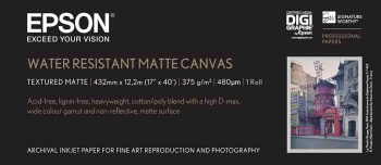 WaterResistant Matte Canvas Roll, 17" x 12,2 m, 375g/m²