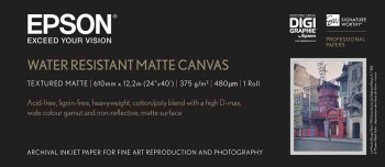 WaterResistant Matte Canvas Roll, 24" x 12,2 m, 375g/m²
