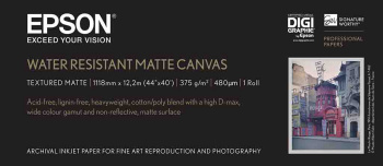 WaterResistant Matte Canvas Roll, 44" x 12,2 m, 375g/m²