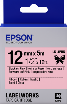 Satin Ribbon – Pink/Black 12mm(5m) – LK-4PBK